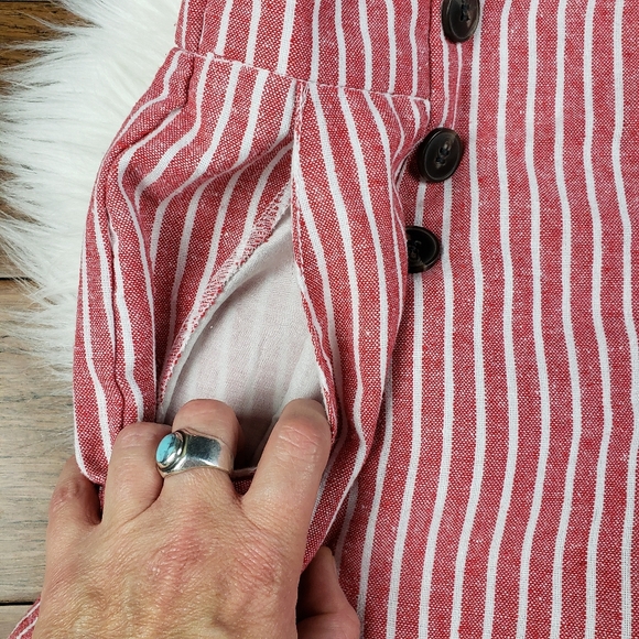 CISONO LINEN high rise wide leg striped pants size Medium - Picture 9 of 12